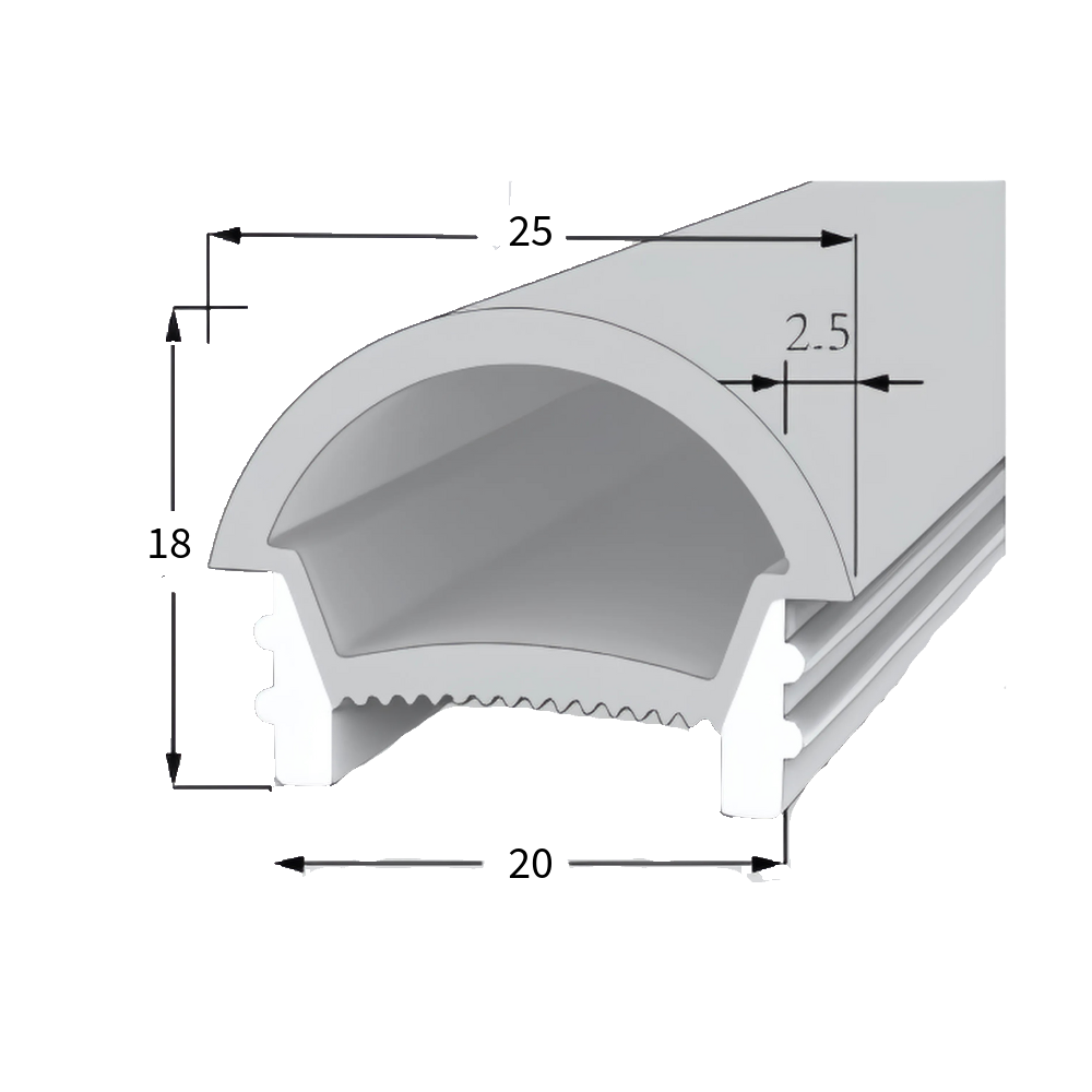 4262543212173 - LED Neon Tube 20×18 mm – Silikonhülle zum Einbauen für LED-Streifen
